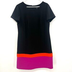 Tahari ASL Black Colorblock A-Line Dress Women's 12